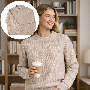 Universal Thread Beige Textured Crew Neck Sweater